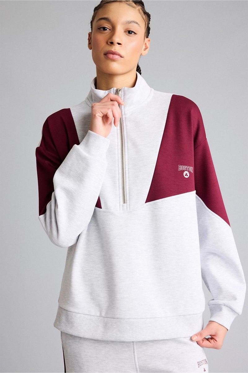 DeFacto Grey Woman Boston Celtics Licensed Long Sleeve Sweatshirt Casual - Image 1